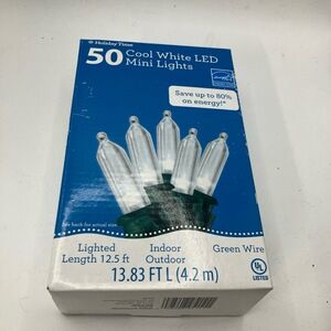 Holiday Time 50‎ Count 12.5ft Cool White LED String Lights Energy Efficient